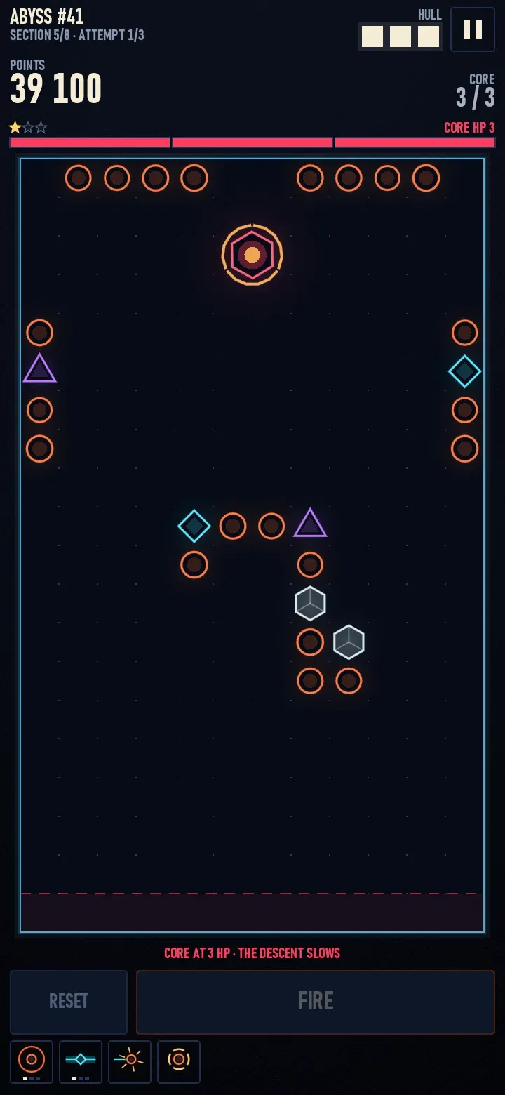 A Core boss in the Daily Abyss, with 3 HP left