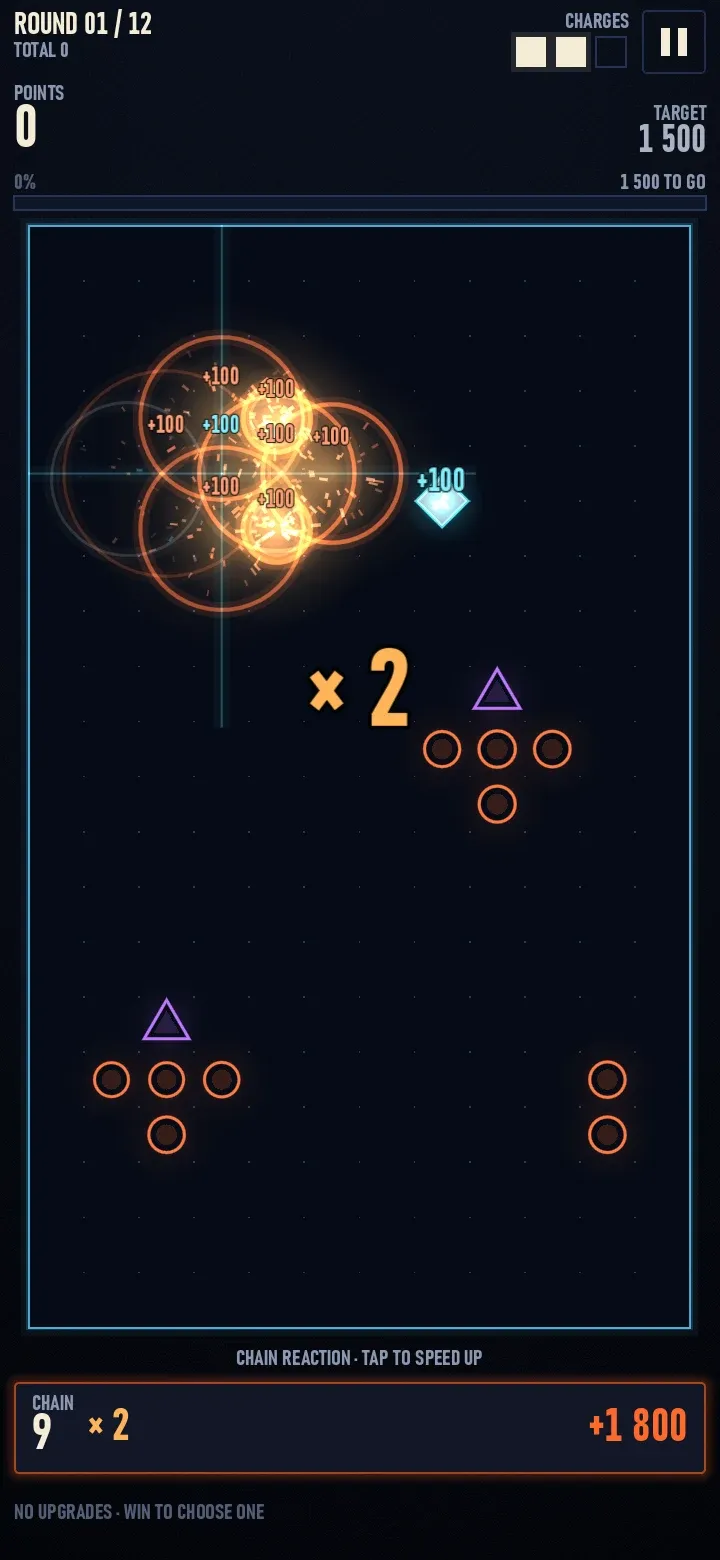 A chain reaction going off in the arena, with a ×2 multiplier